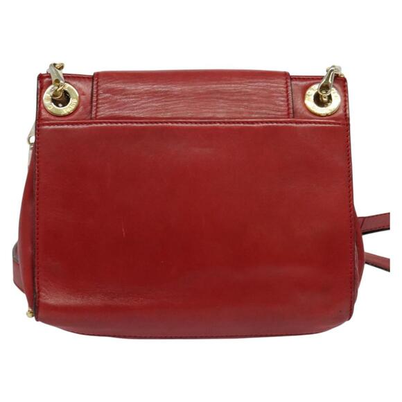 CELINE Chain Shoulder Bag Leather Red Gold - Picture 3 of 12